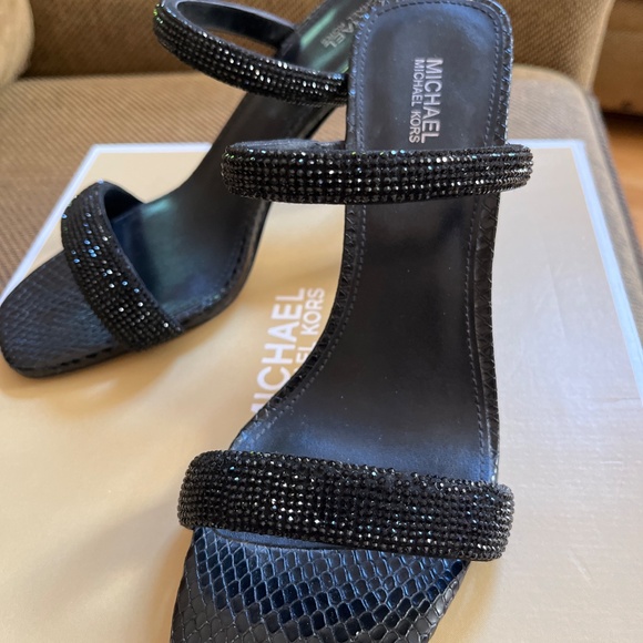 Michael Kors Clara Embellished Snake Embossed Sandal - Picture 2 of 5